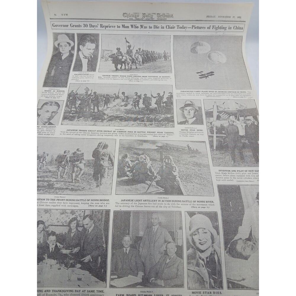 1931 Fighting in China Nonni Lya De Putti Dies Hugh McKee Test Flight Newspaper